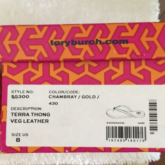 Tory Burch Chambray Terra Thong Veg Leather - Picture 7 of 7